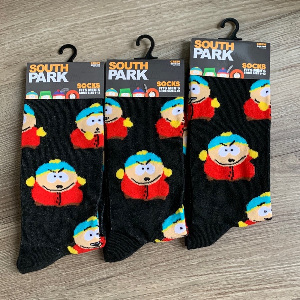 3 Pairs Eric Cartman South Park Crew Socks Men Shoe 6-12 SouthPark Unisex Fun 🆕